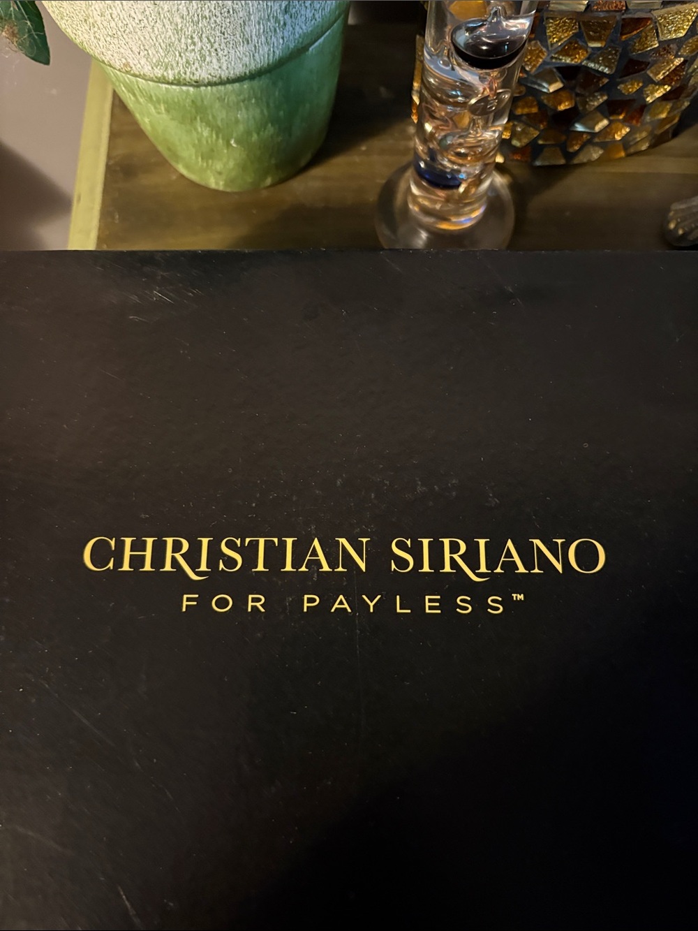 Christian Siriano Black Shoe Box with Gold Logo